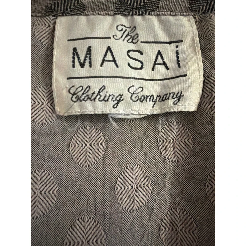The Masai Clothing Company Gray Polka Dot Lagenlook V-Neck Tiered Dress Womens